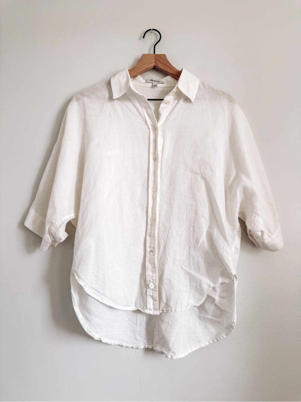 Madewell White Linen Cotton Button Front Shirt Organic Blend S